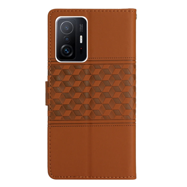 For Xiaomi Mi 11T / 11T Pro Diamond Embossed Skin Feel Leather Phone Case with Lanyard
