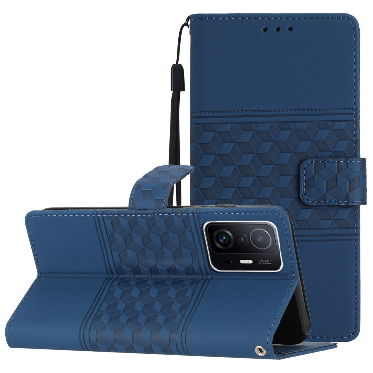 For Xiaomi Mi 11T / 11T Pro Diamond Embossed Skin Feel Leather Phone Case with Lanyard
