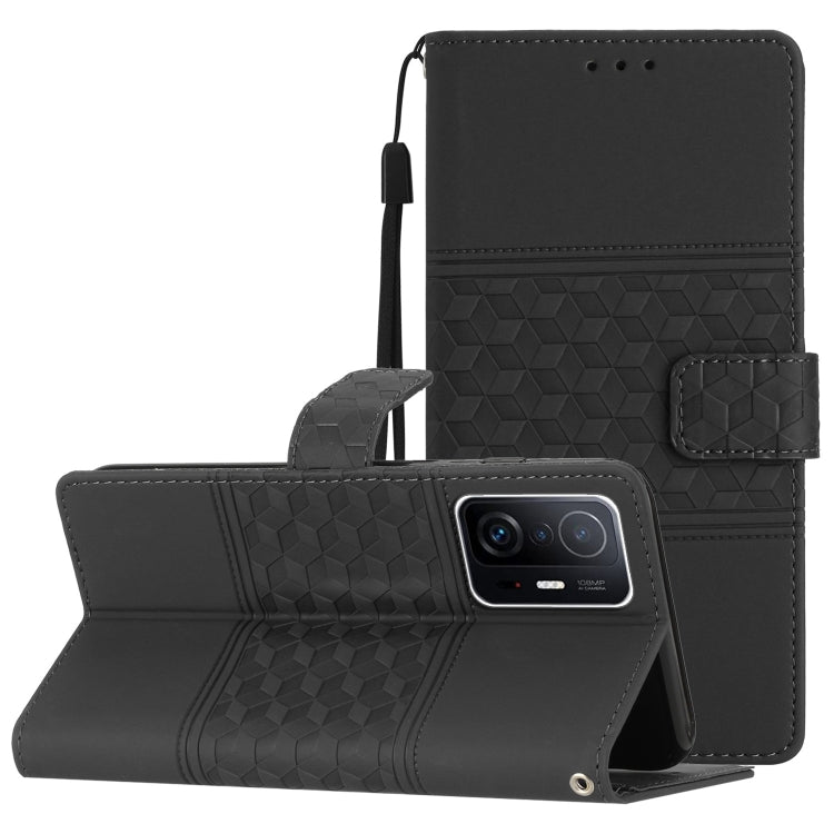 For Xiaomi Mi 11T / 11T Pro Diamond Embossed Skin Feel Leather Phone Case with Lanyard