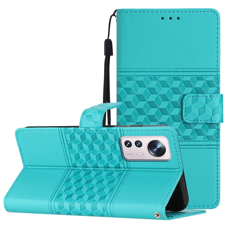 For Xiaomi 12 Lite Diamond Embossed Skin Feel Leather Phone Case with Lanyard