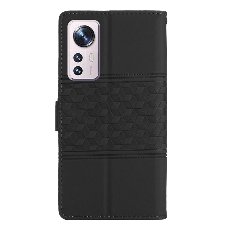 For Xiaomi 12 Lite Diamond Embossed Skin Feel Leather Phone Case with Lanyard