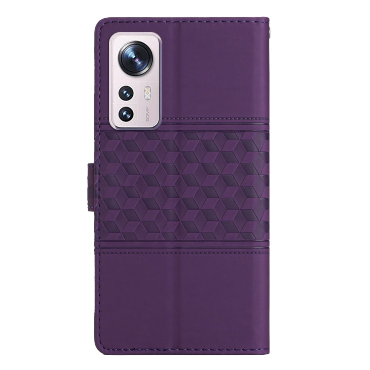 For Xiaomi 12 Pro Diamond Embossed Skin Feel Leather Phone Case with Lanyard