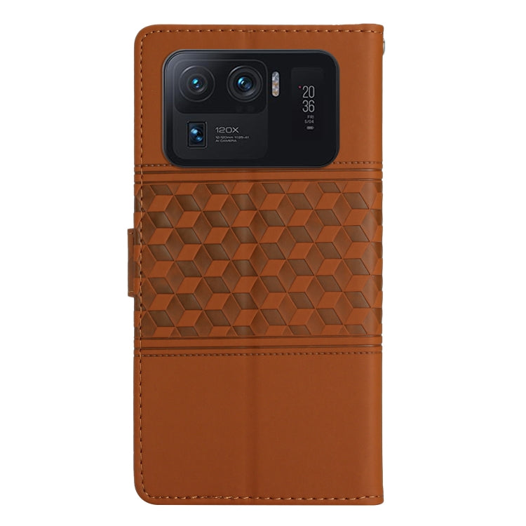 For Xiaomi Mi 11 Ultra Diamond Embossed Skin Feel Leather Phone Case with Lanyard