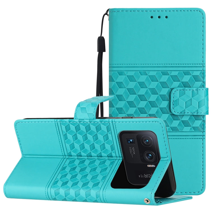 For Xiaomi Mi 11 Ultra Diamond Embossed Skin Feel Leather Phone Case with Lanyard