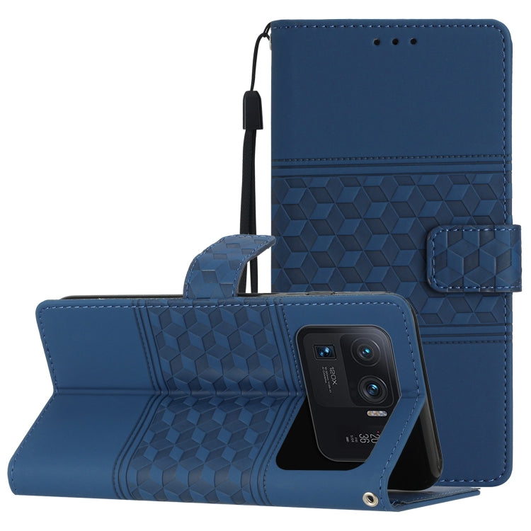 For Xiaomi Mi 11 Ultra Diamond Embossed Skin Feel Leather Phone Case with Lanyard