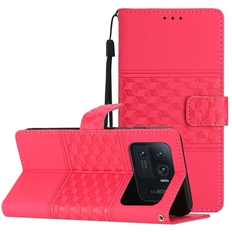 For Xiaomi Mi 11 Ultra Diamond Embossed Skin Feel Leather Phone Case with Lanyard