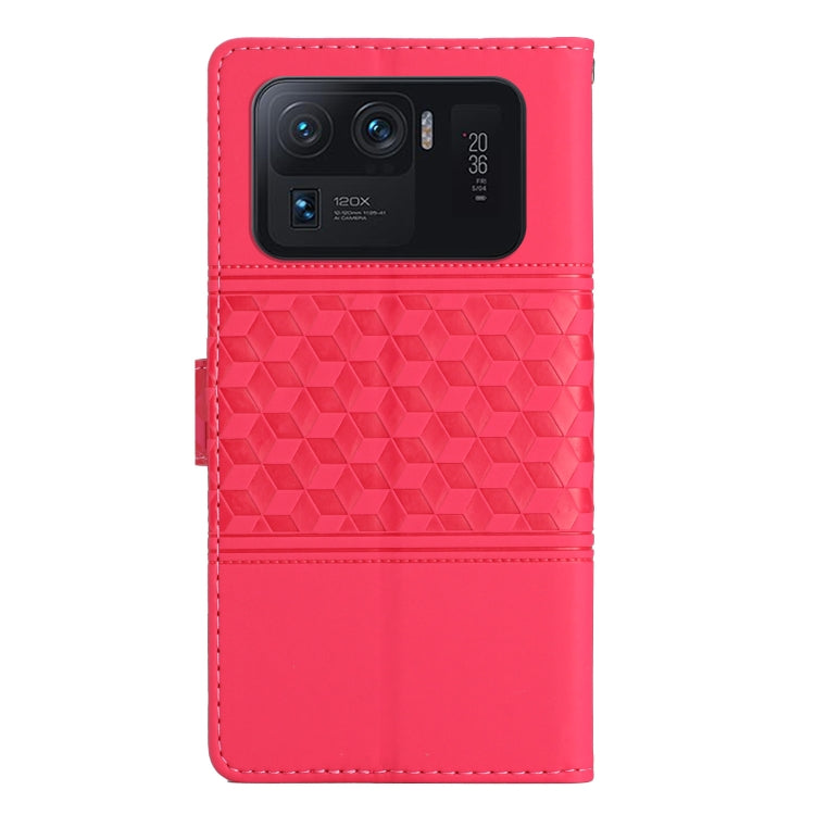 For Xiaomi Mi 11 Ultra Diamond Embossed Skin Feel Leather Phone Case with Lanyard