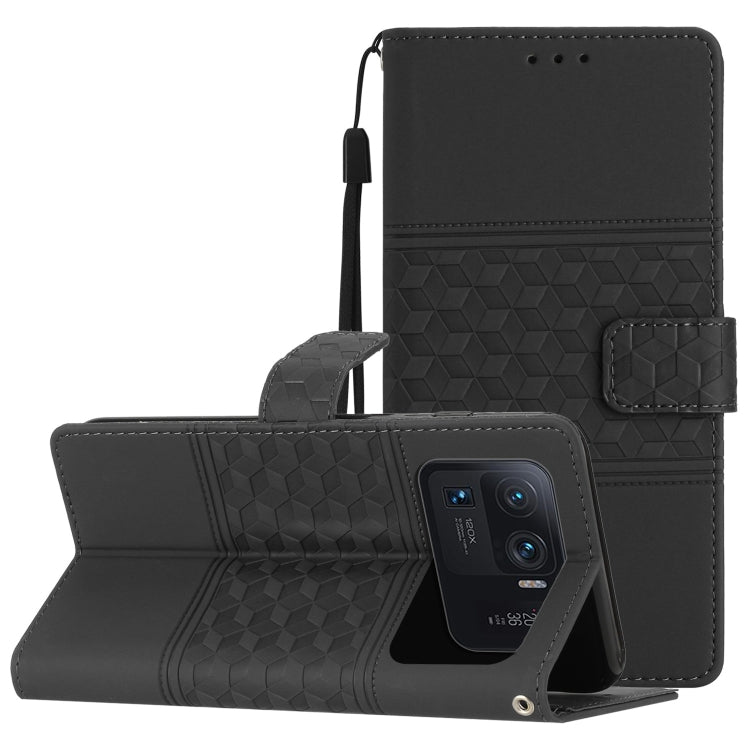 For Xiaomi Mi 11 Ultra Diamond Embossed Skin Feel Leather Phone Case with Lanyard