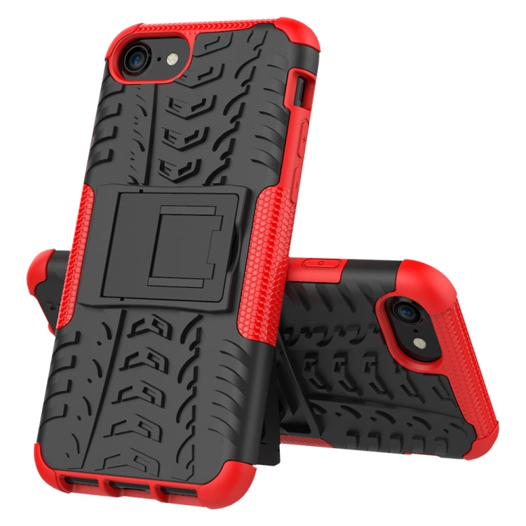 For iPhone SE 2022 / SE 2020 Tire Texture Shockproof TPU+PC Protective Case with Holder