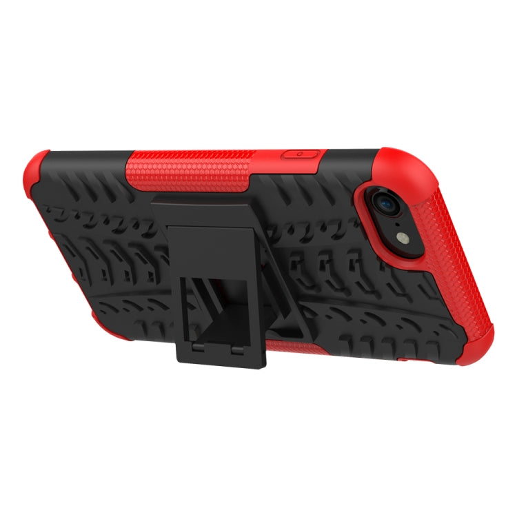 For iPhone SE 2022 / SE 2020 Tire Texture Shockproof TPU+PC Protective Case with Holder