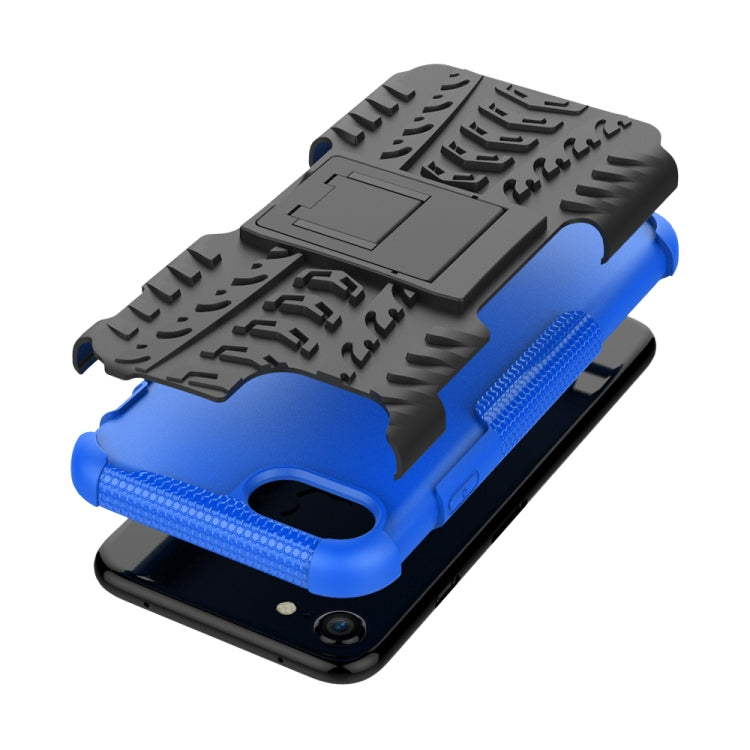 For iPhone SE 2022 / SE 2020 Tire Texture Shockproof TPU+PC Protective Case with Holder
