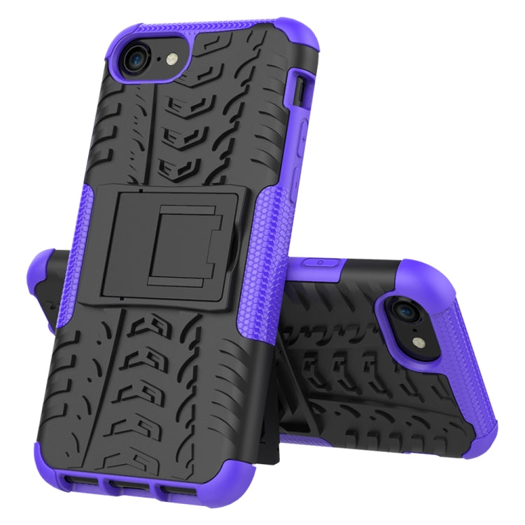 For iPhone SE 2022 / SE 2020 Tire Texture Shockproof TPU+PC Protective Case with Holder