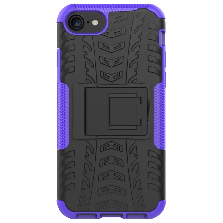 For iPhone SE 2022 / SE 2020 Tire Texture Shockproof TPU+PC Protective Case with Holder