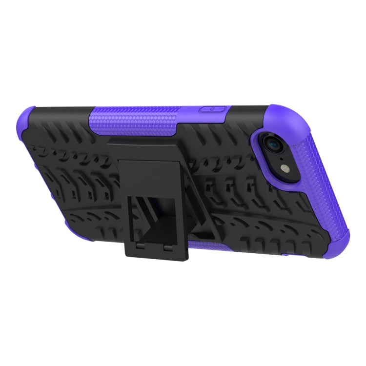 For iPhone SE 2022 / SE 2020 Tire Texture Shockproof TPU+PC Protective Case with Holder