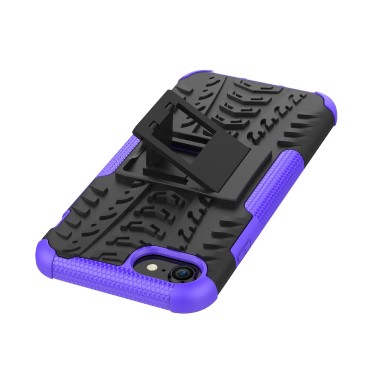 For iPhone SE 2022 / SE 2020 Tire Texture Shockproof TPU+PC Protective Case with Holder
