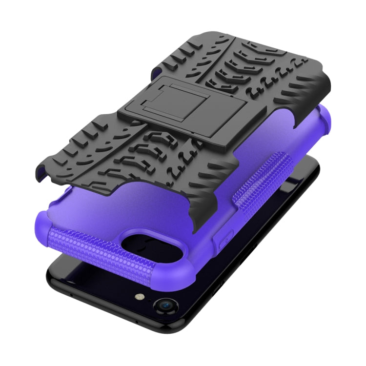 For iPhone SE 2022 / SE 2020 Tire Texture Shockproof TPU+PC Protective Case with Holder