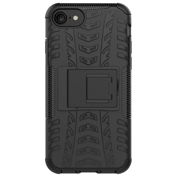 For iPhone SE 2022 / SE 2020 Tire Texture Shockproof TPU+PC Protective Case with Holder