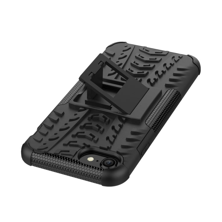 For iPhone SE 2022 / SE 2020 Tire Texture Shockproof TPU+PC Protective Case with Holder