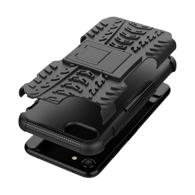 For iPhone SE 2022 / SE 2020 Tire Texture Shockproof TPU+PC Protective Case with Holder