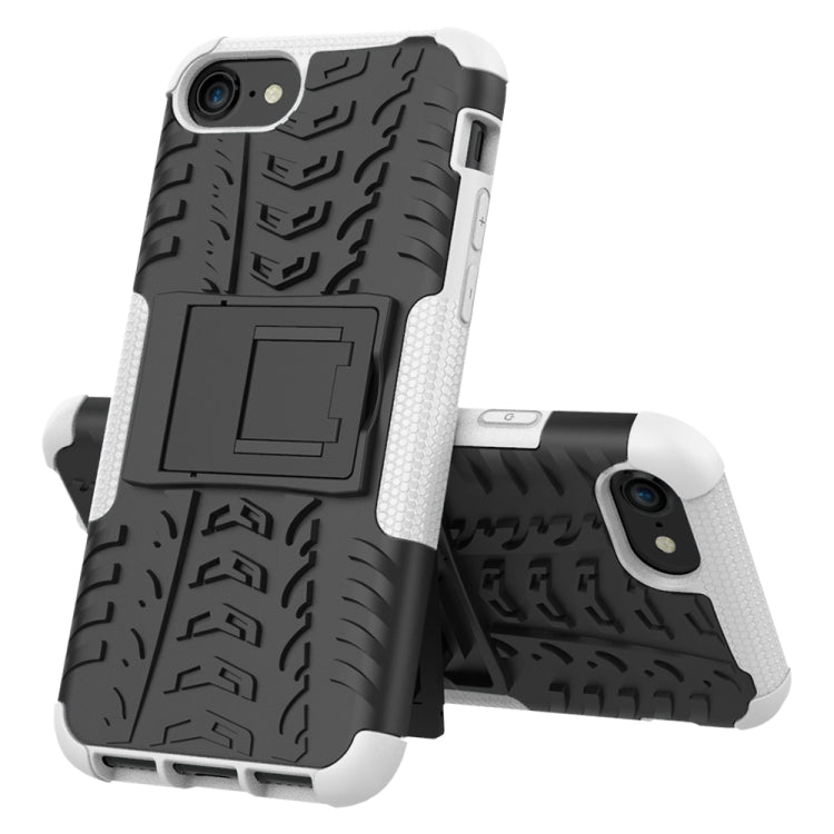 For iPhone SE 2022 / SE 2020 Tire Texture Shockproof TPU+PC Protective Case with Holder