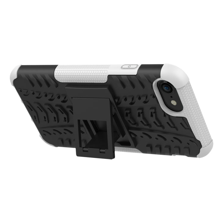For iPhone SE 2022 / SE 2020 Tire Texture Shockproof TPU+PC Protective Case with Holder