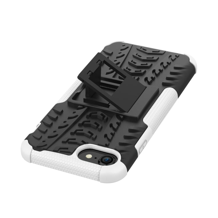 For iPhone SE 2022 / SE 2020 Tire Texture Shockproof TPU+PC Protective Case with Holder