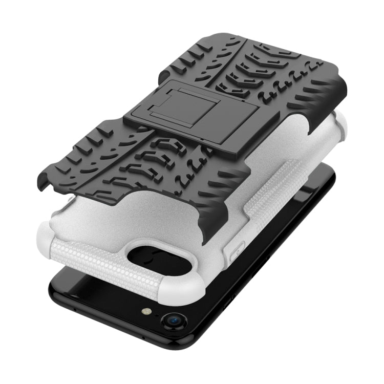 For iPhone SE 2022 / SE 2020 Tire Texture Shockproof TPU+PC Protective Case with Holder