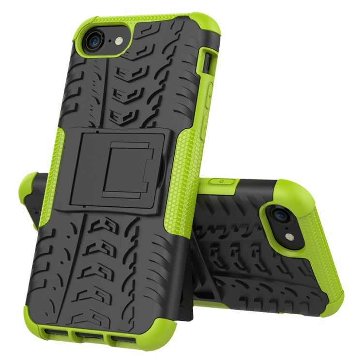 For iPhone SE 2022 / SE 2020 Tire Texture Shockproof TPU+PC Protective Case with Holder