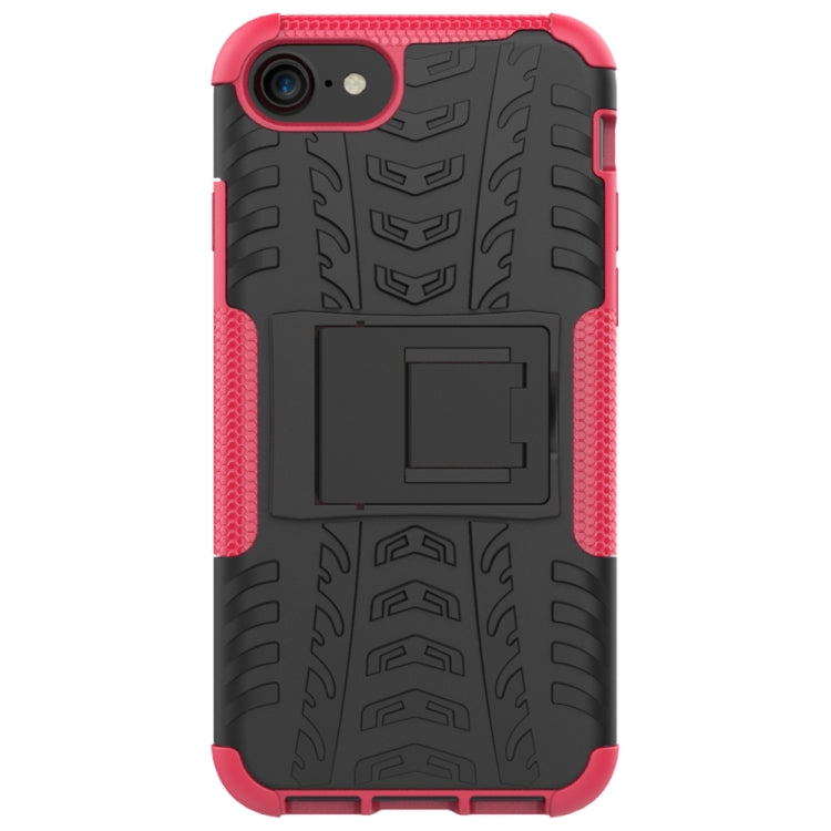 For iPhone SE 2022 / SE 2020 Tire Texture Shockproof TPU+PC Protective Case with Holder