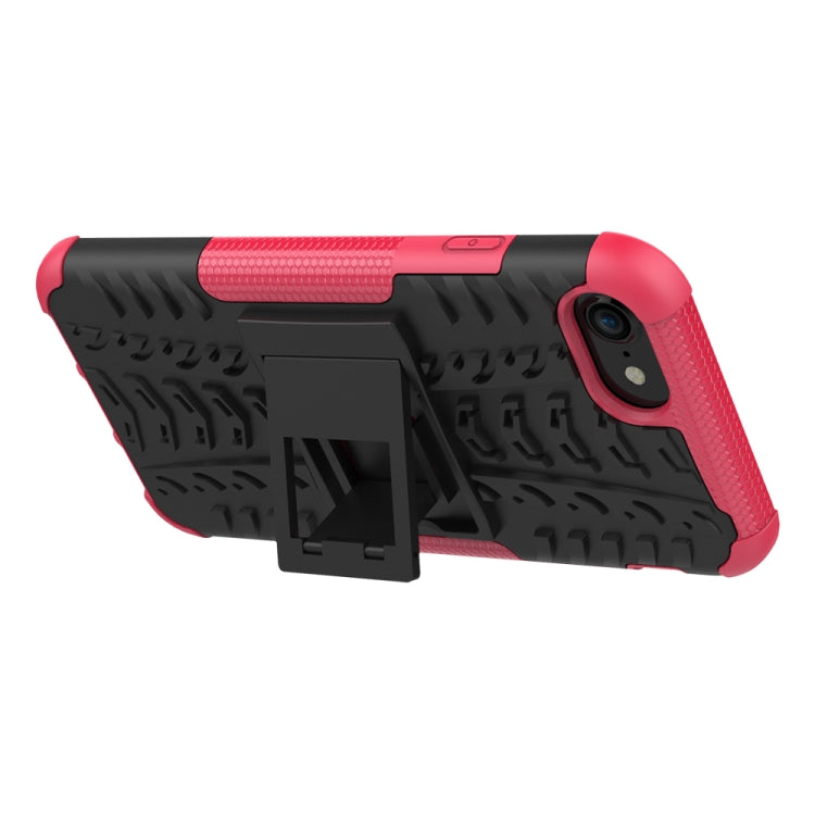 For iPhone SE 2022 / SE 2020 Tire Texture Shockproof TPU+PC Protective Case with Holder