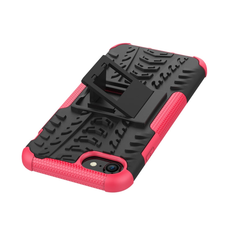 For iPhone SE 2022 / SE 2020 Tire Texture Shockproof TPU+PC Protective Case with Holder