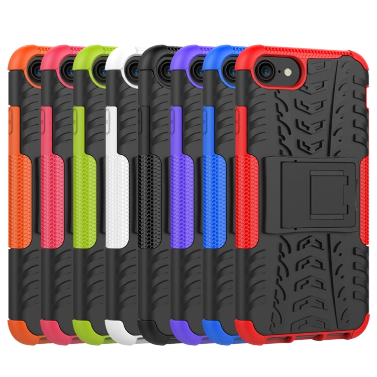 For iPhone SE 2022 / SE 2020 Tire Texture Shockproof TPU+PC Protective Case with Holder