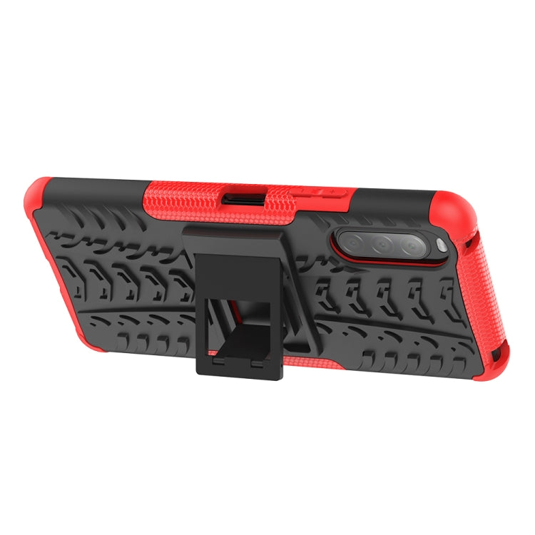 For Sony Xperia 10 â…¡ Tire Texture Shockproof TPU+PC Protective Case with Holder