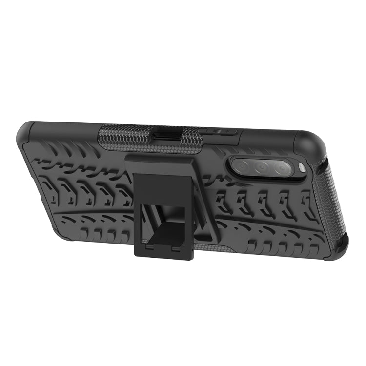 For Sony Xperia 10 â…¡ Tire Texture Shockproof TPU+PC Protective Case with Holder