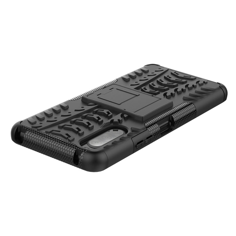 For Sony Xperia 10 â…¡ Tire Texture Shockproof TPU+PC Protective Case with Holder