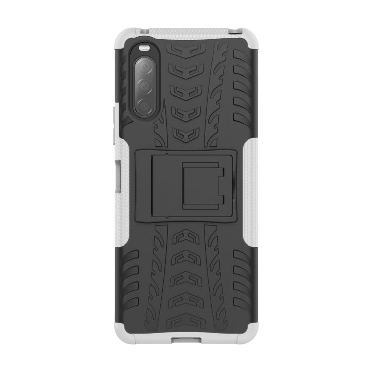 For Sony Xperia 10 â…¡ Tire Texture Shockproof TPU+PC Protective Case with Holder