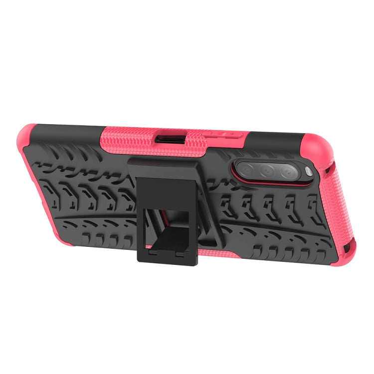 For Sony Xperia 10 â…¡ Tire Texture Shockproof TPU+PC Protective Case with Holder