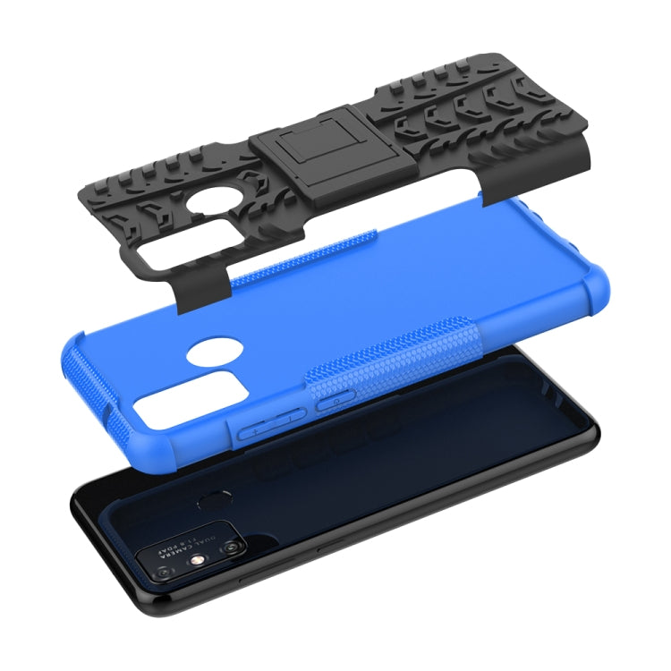 For Huawei Honor Play 9A Tire Texture Shockproof TPU+PC Protective Case with Holder