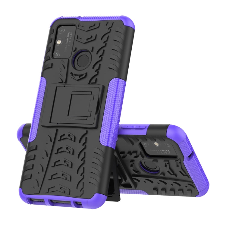 For Huawei Honor Play 9A Tire Texture Shockproof TPU+PC Protective Case with Holder