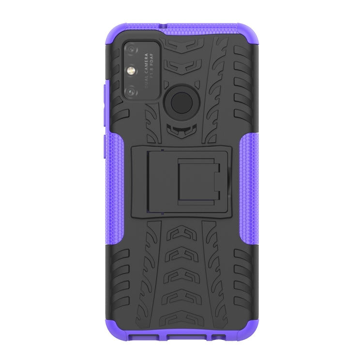 For Huawei Honor Play 9A Tire Texture Shockproof TPU+PC Protective Case with Holder