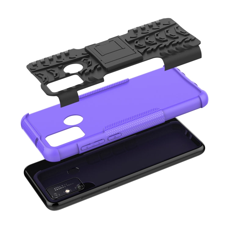 For Huawei Honor Play 9A Tire Texture Shockproof TPU+PC Protective Case with Holder