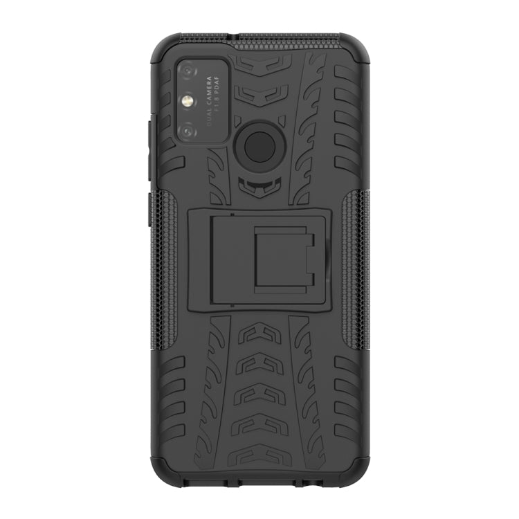 For Huawei Honor Play 9A Tire Texture Shockproof TPU+PC Protective Case with Holder