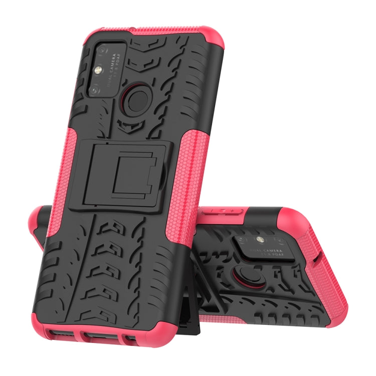 For Huawei Honor Play 9A Tire Texture Shockproof TPU+PC Protective Case with Holder