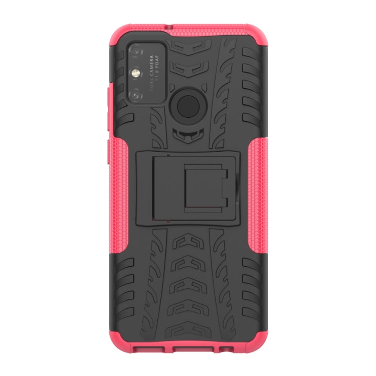 For Huawei Honor Play 9A Tire Texture Shockproof TPU+PC Protective Case with Holder