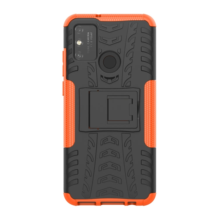 For Huawei Honor Play 9A Tire Texture Shockproof TPU+PC Protective Case with Holder