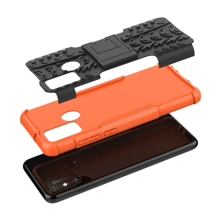 For Huawei Honor Play 9A Tire Texture Shockproof TPU+PC Protective Case with Holder