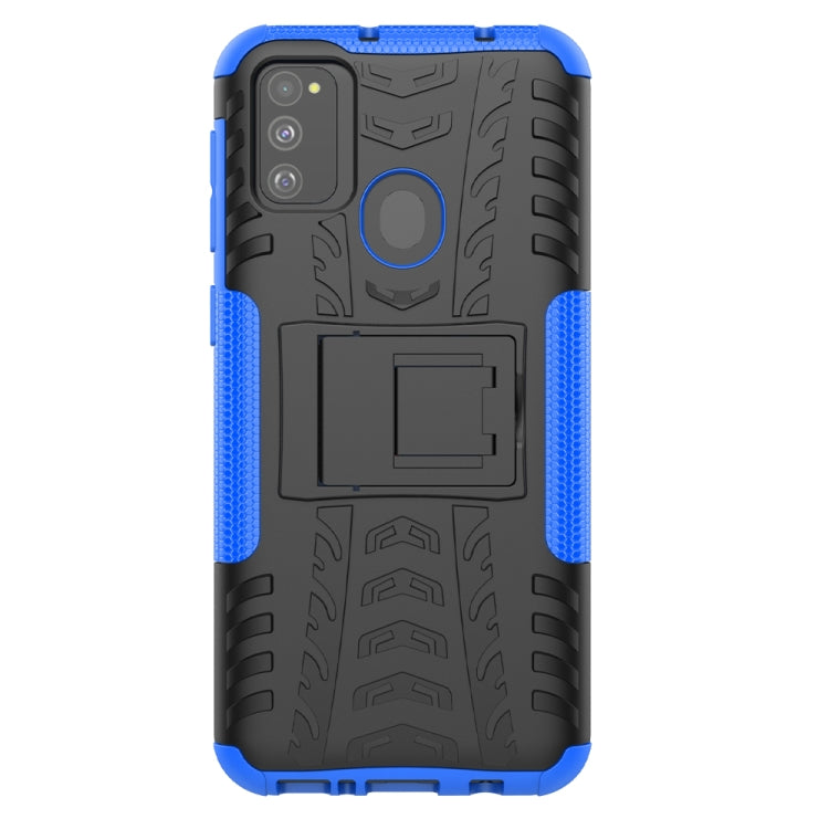 For Galaxy M30s Tire Texture Shockproof TPU+PC Protective Case with Holder