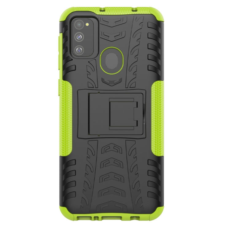For Galaxy M30s Tire Texture Shockproof TPU+PC Protective Case with Holder