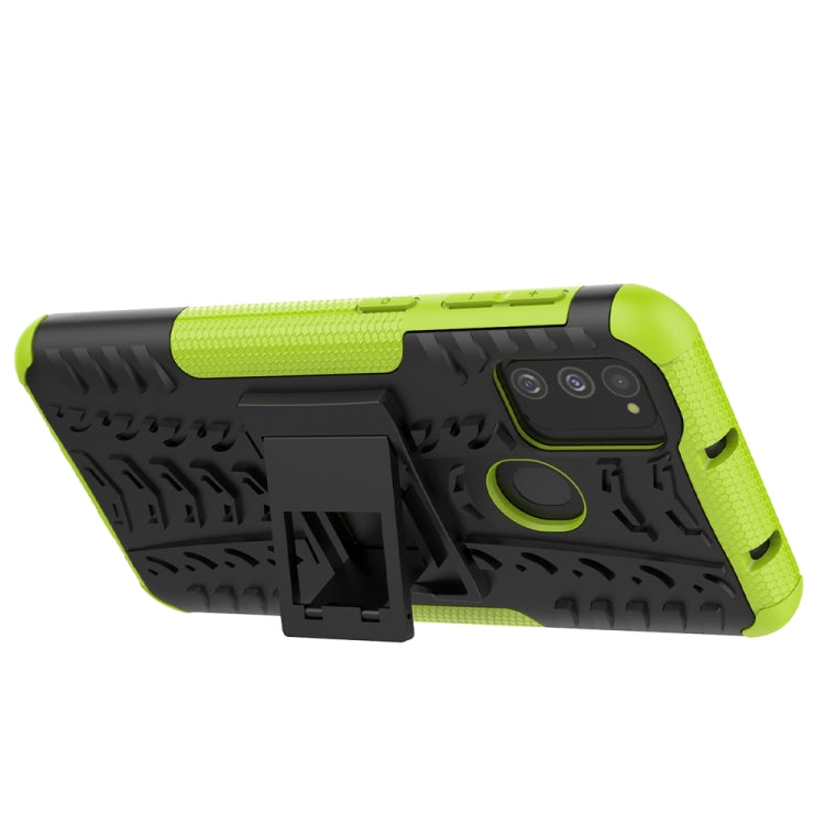 For Galaxy M30s Tire Texture Shockproof TPU+PC Protective Case with Holder