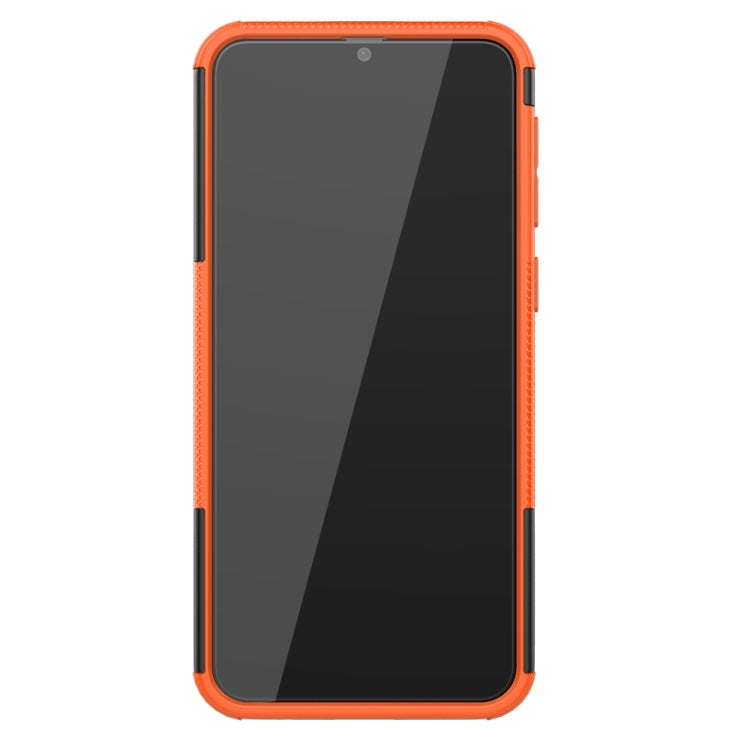 For Galaxy M30s Tire Texture Shockproof TPU+PC Protective Case with Holder